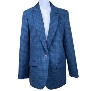 J. Crew Factory green/blue plaid wool blazer, academia, layering, preppy
